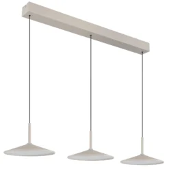 Lámpara colgante LED Lampone, color arena, longitud 95 cm, metal, 3 luces.