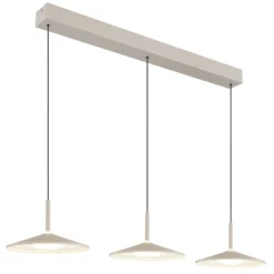 Lámpara colgante LED Lampone, color arena, longitud 95 cm, metal, 3 luces.