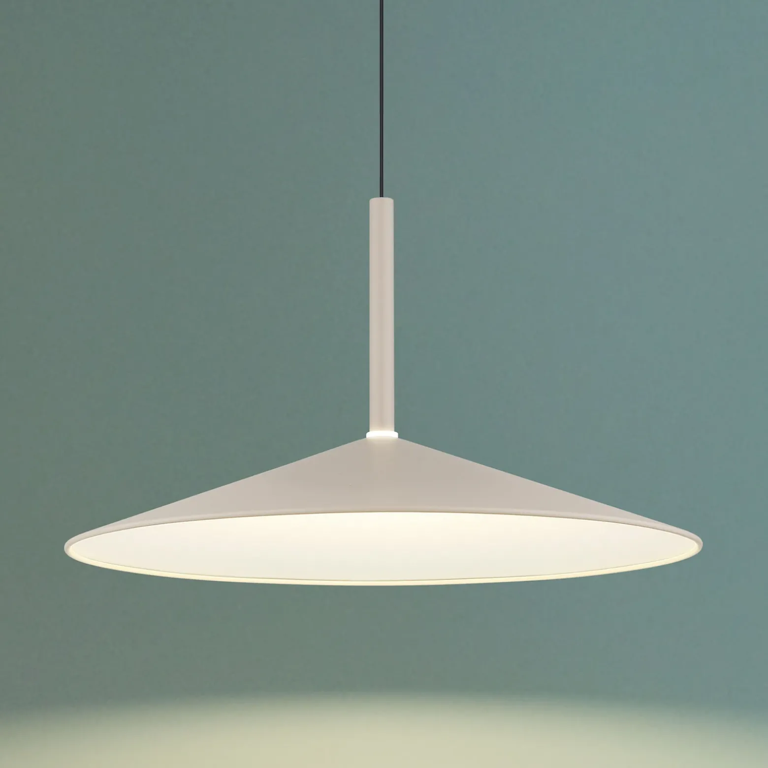 Lámpara colgante LED Lampone, color arena, Ø 47 cm, metal, Soft-Lift