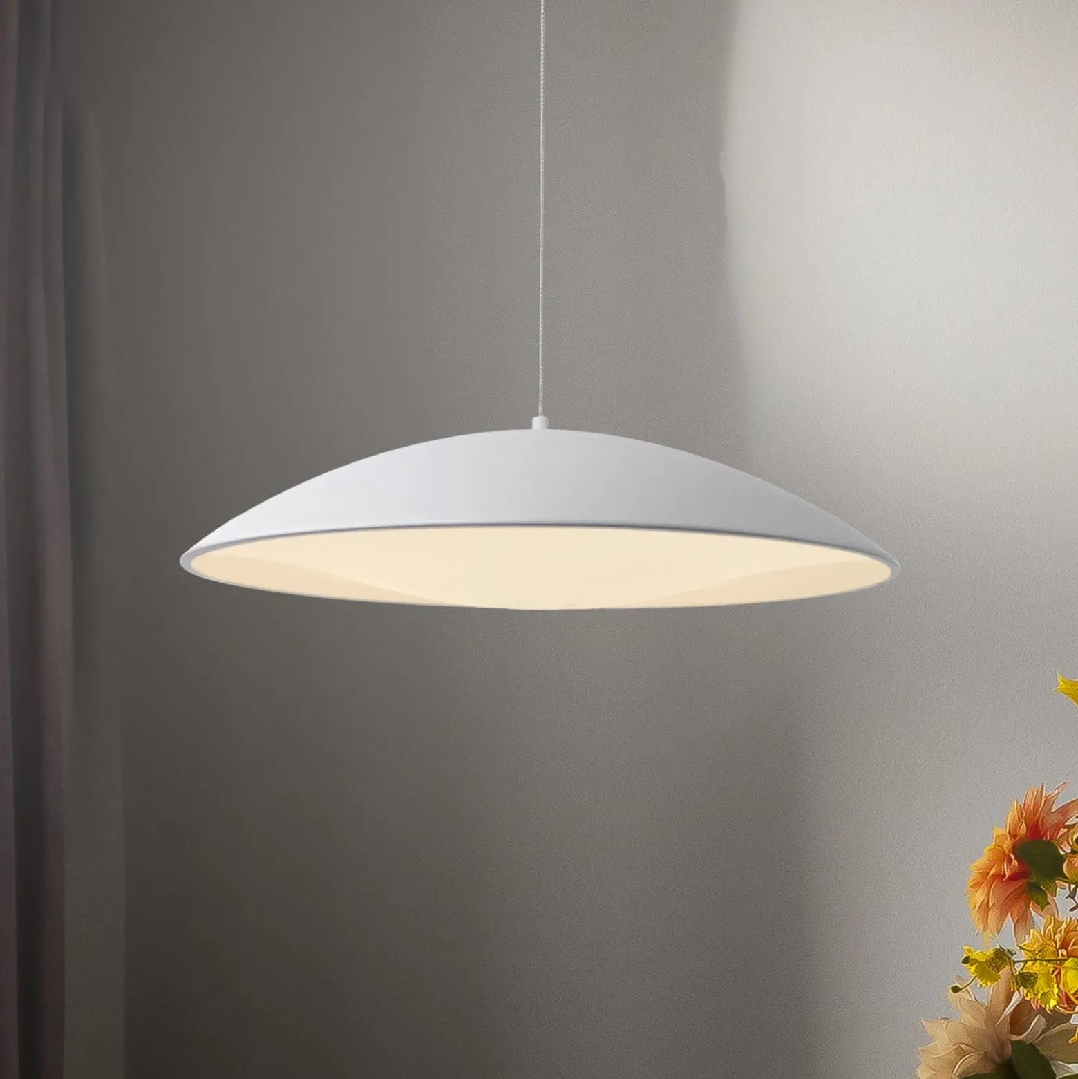 Lámpara colgante LED LENTE, blanca, Ø 50 cm, metal, Switchdim