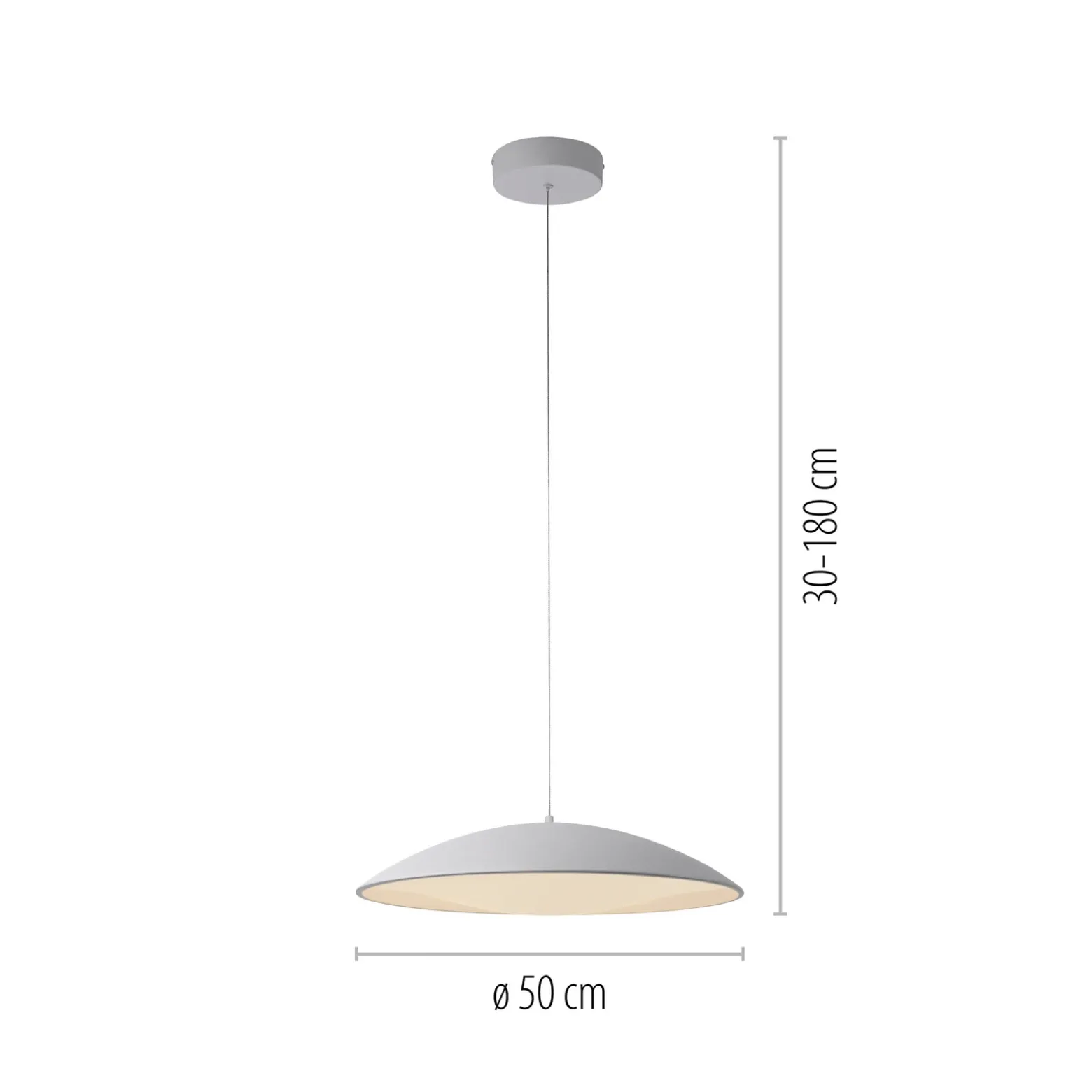 Lámpara colgante LED LENTE, blanca, Ø 50 cm, metal, Switchdim
