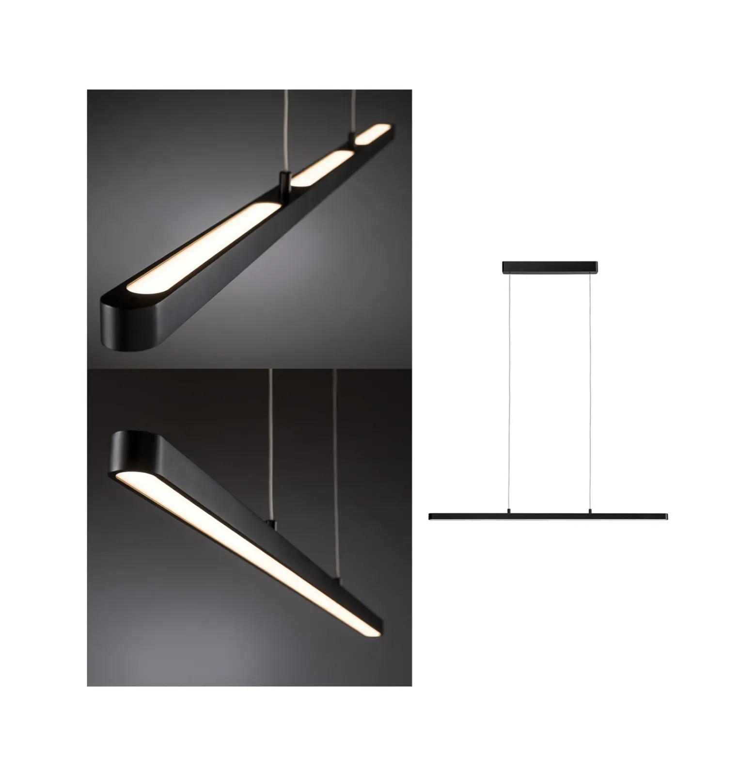 Lámpara colgante LED Lento de Paulmann, negra, 100 cm, luz hacia arriba/abajo,