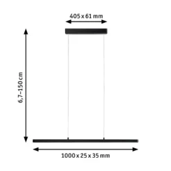 Lámpara colgante LED Lento de Paulmann, negra, 100 cm, luz hacia arriba/abajo,