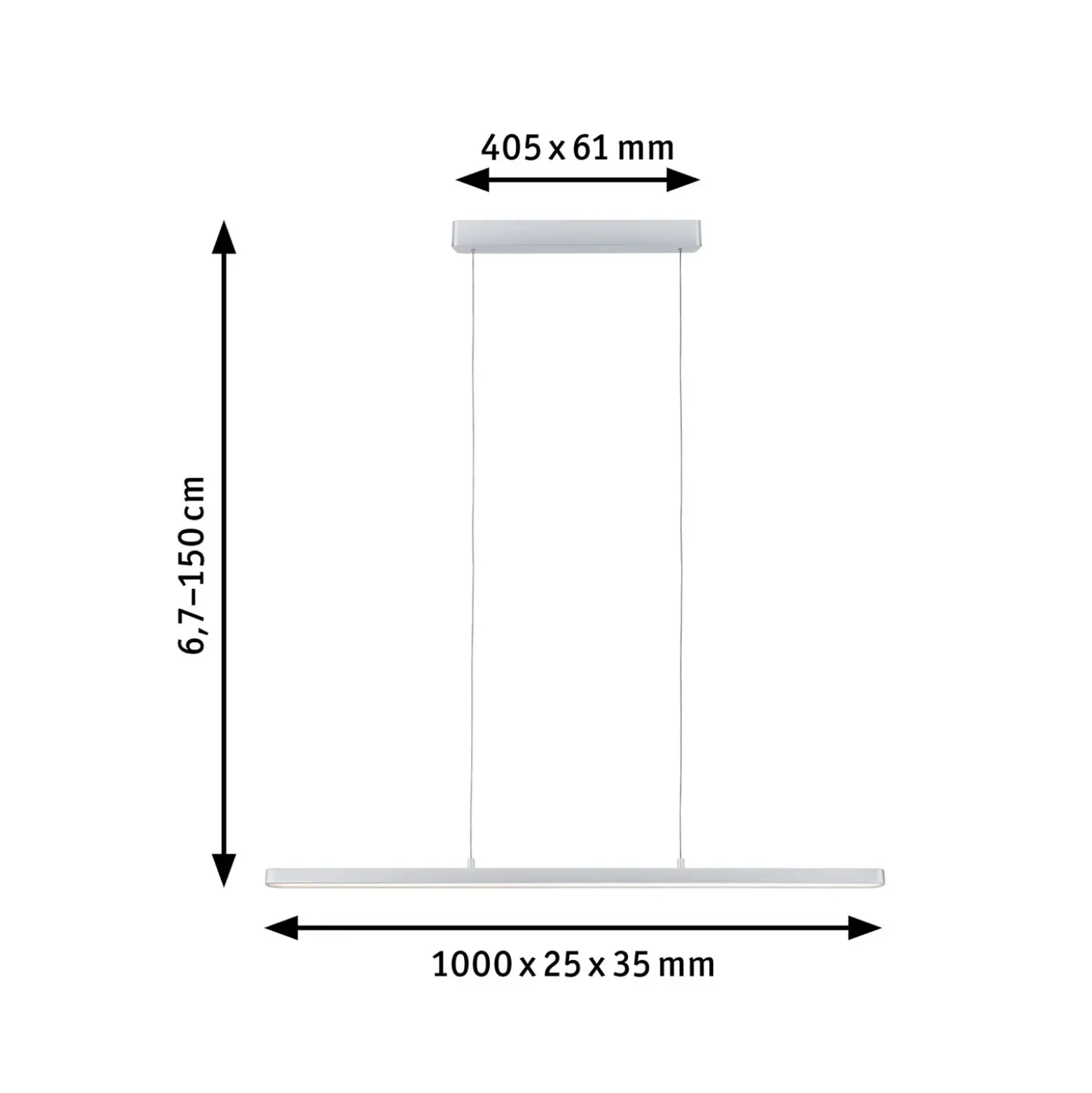 Lámpara colgante LED Lento de Paulmann, cromada, 100 cm, luz hacia