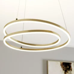 Lámpara colgante LED Lindby Davian, color latón, 49 cm, atenuable