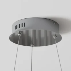 Lámpara colgante LED Lindby Davian, color níquel, Ø 49 cm, atenuable