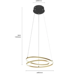Lámpara colgante LED Lindby Davian, color latón, 49 cm, atenuable