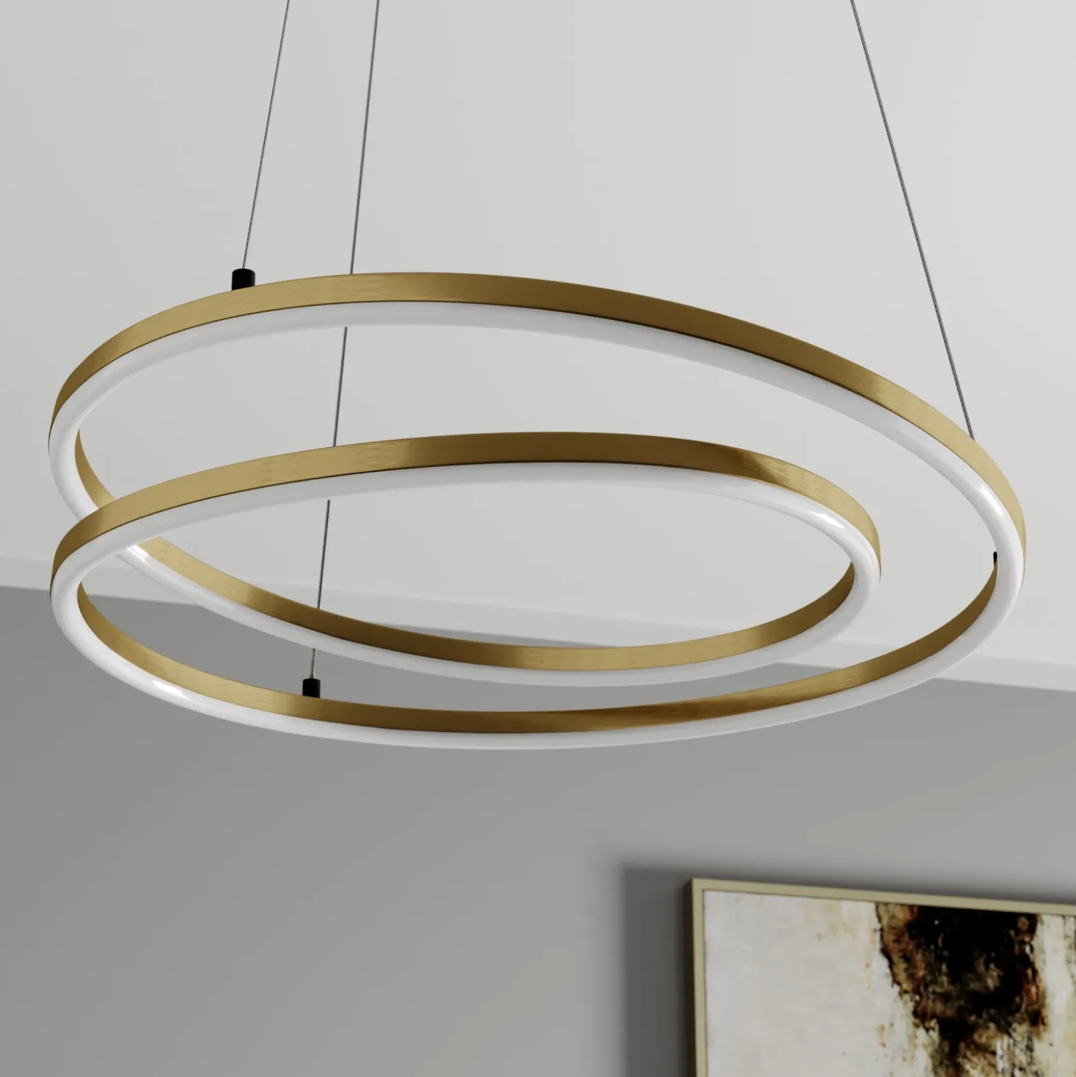 Lámpara colgante LED Lindby Davian, color latón, 49 cm, atenuable