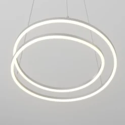 Lámpara colgante LED Lindby Davian, color níquel, Ø 49 cm, atenuable
