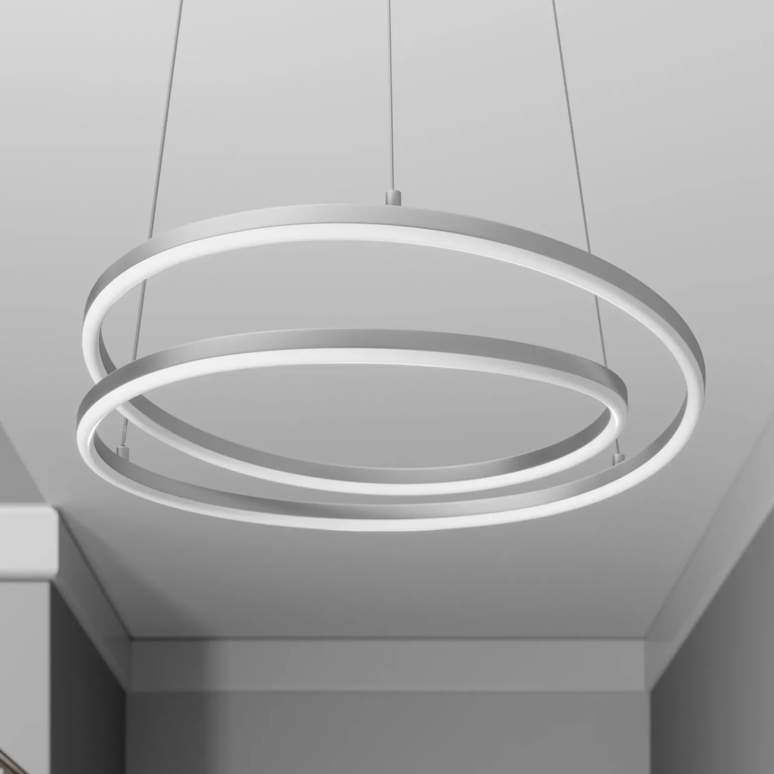 Lámpara colgante LED Lindby Davian, color níquel, Ø 49 cm, atenuable