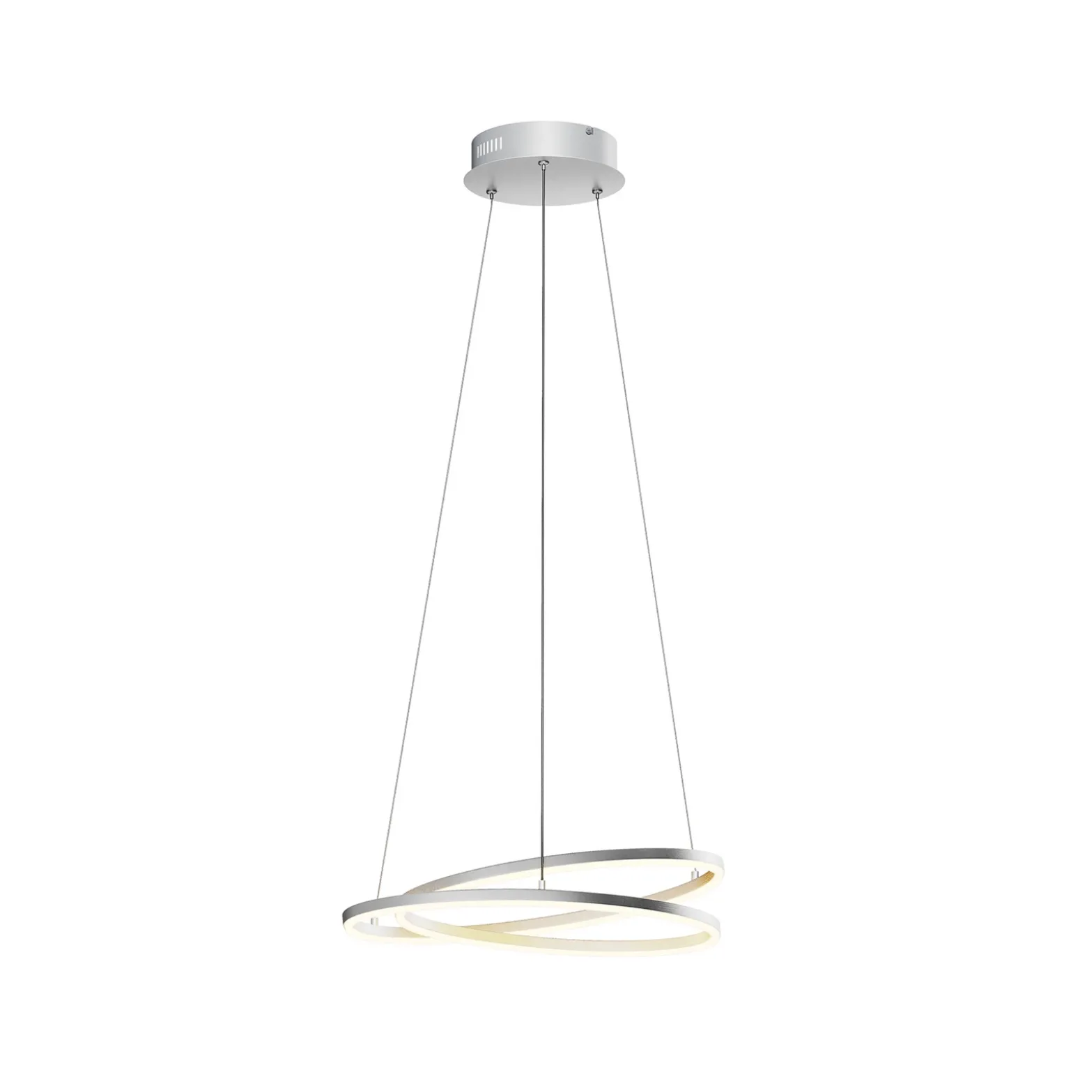 Lámpara colgante LED Lindby Davian, color níquel, Ø 49 cm, atenuable