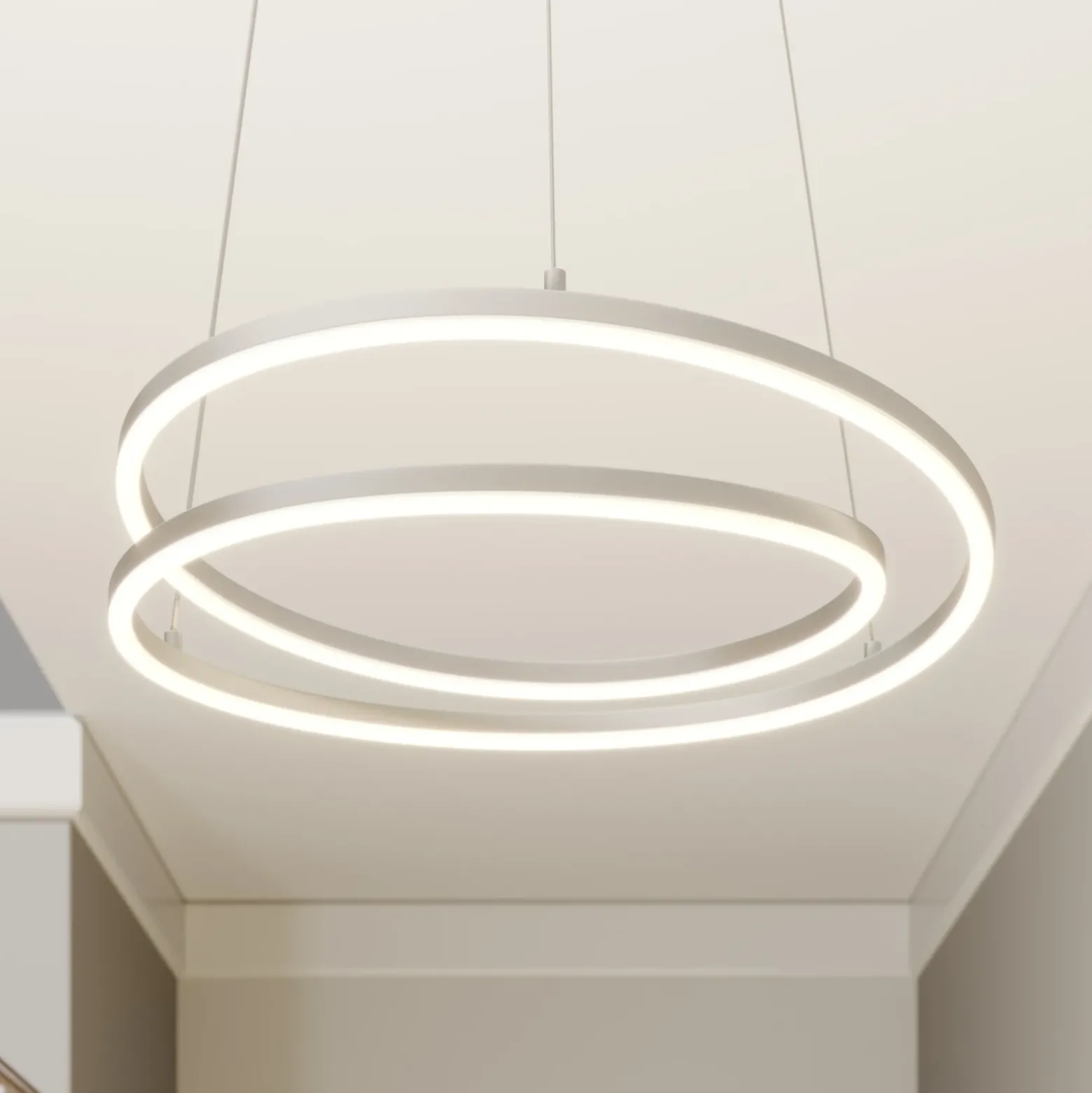 Lámpara colgante LED Lindby Davian, color níquel, Ø 49 cm, atenuable