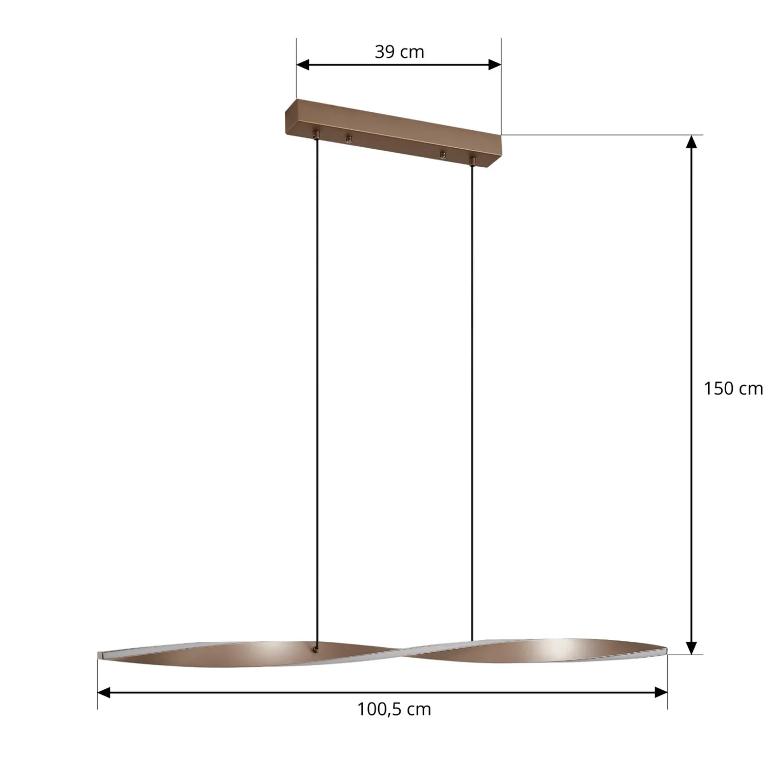 Lámpara colgante LED Lindby Jaren, negro/marrón, 100 cm, CCT
