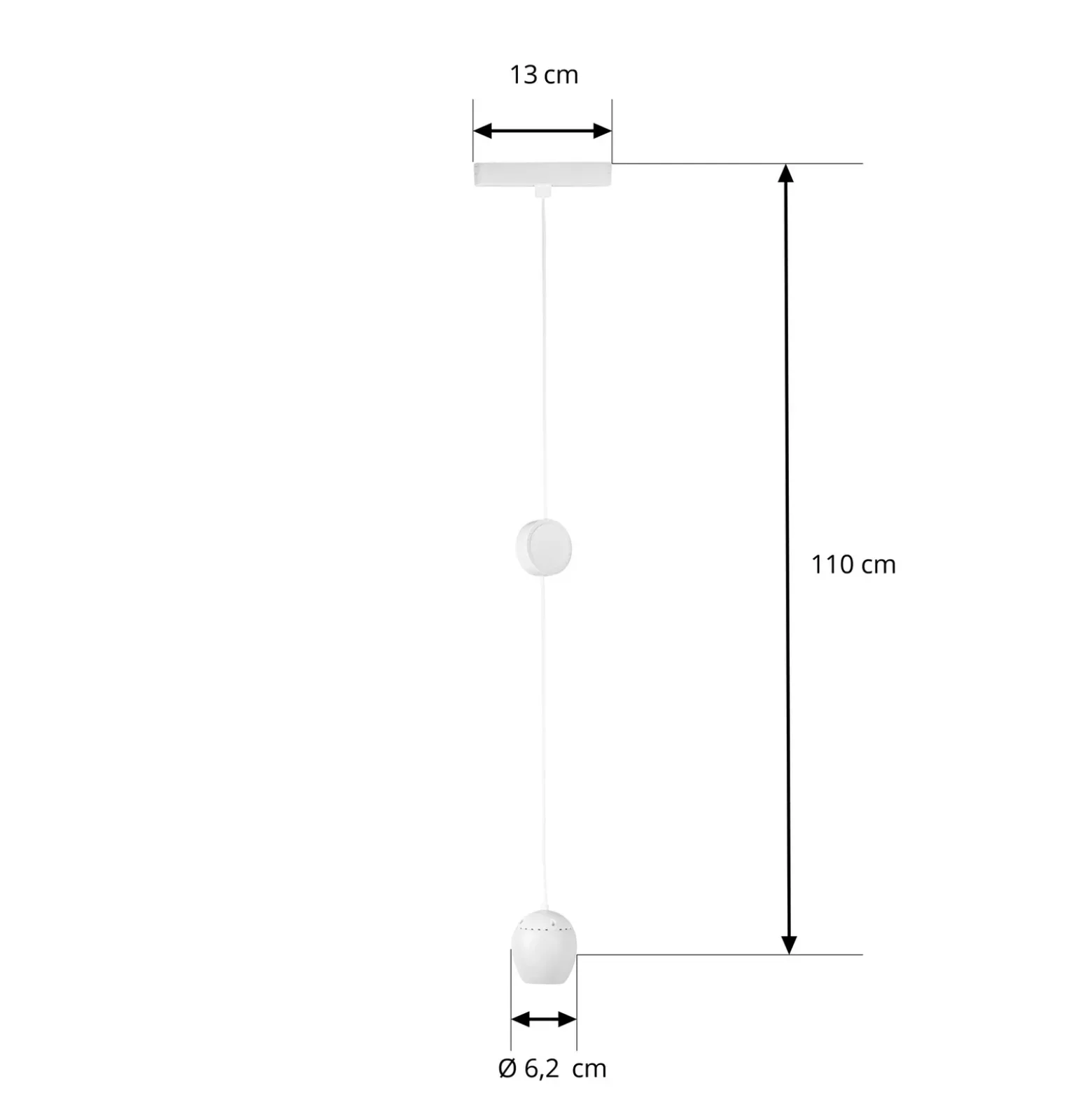 Lámpara colgante LED Lindby Lumaro, blanca, Ø 6,2 cm, 48V, atenuable