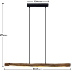 Lámpara colgante LED Lindby Nekala, negra, madera, 120 cm de largo