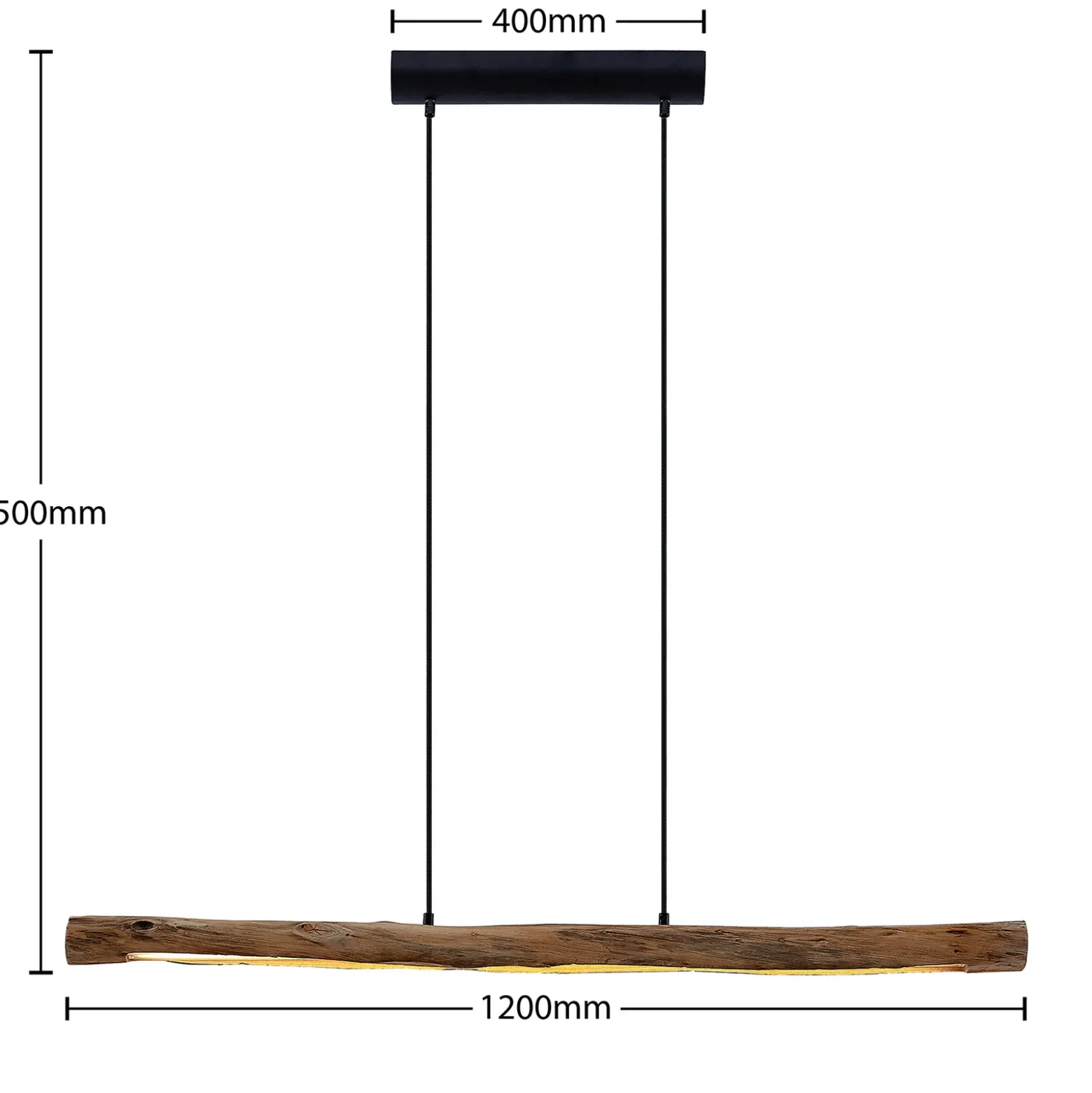 Lámpara colgante LED Lindby Nekala, negra, madera, 120 cm de largo