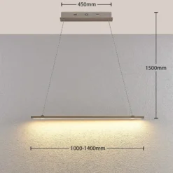 Lámpara colgante LED lineal Tymon, estrecha, extensible