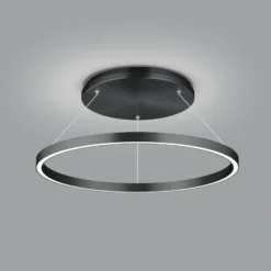 Lámpara colgante LED Lisa-D forma de anillo, negro