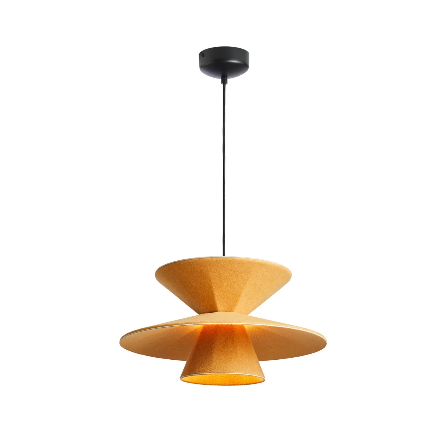 Lámpara colgante LED LOOM DESIGN Morphic, amarilla, fieltro, Ø 50 cm