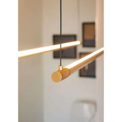 Lámpara colgante LED LOOM DESIGNStraw 200, dorada, aluminio