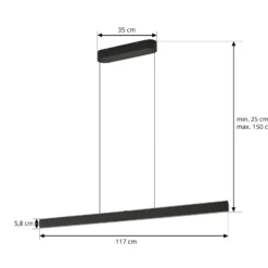 Lámpara colgante LED Lucande Arvon, negra, 117 cm, atenuable, CCT