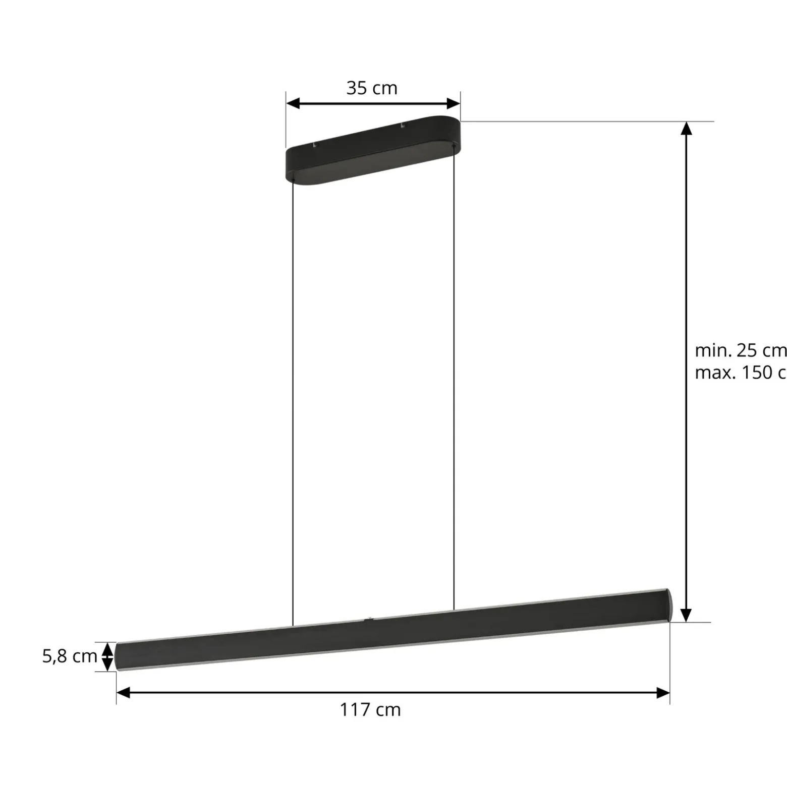 Lámpara colgante LED Lucande Arvon, negra, 117 cm, atenuable, CCT