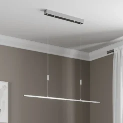 Lámpara colgante LED Lucande Arnik, 120 cm, color níquel, atenuable