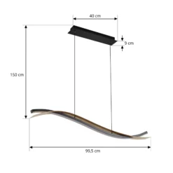 lámpara colgante LED Lucande Alevia, negro/dorado, CCT