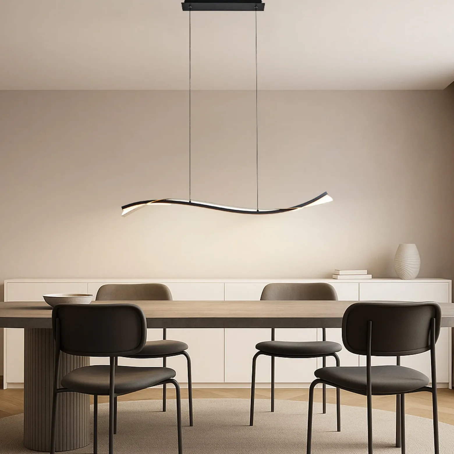 lámpara colgante LED Lucande Alevia, negro/dorado, CCT