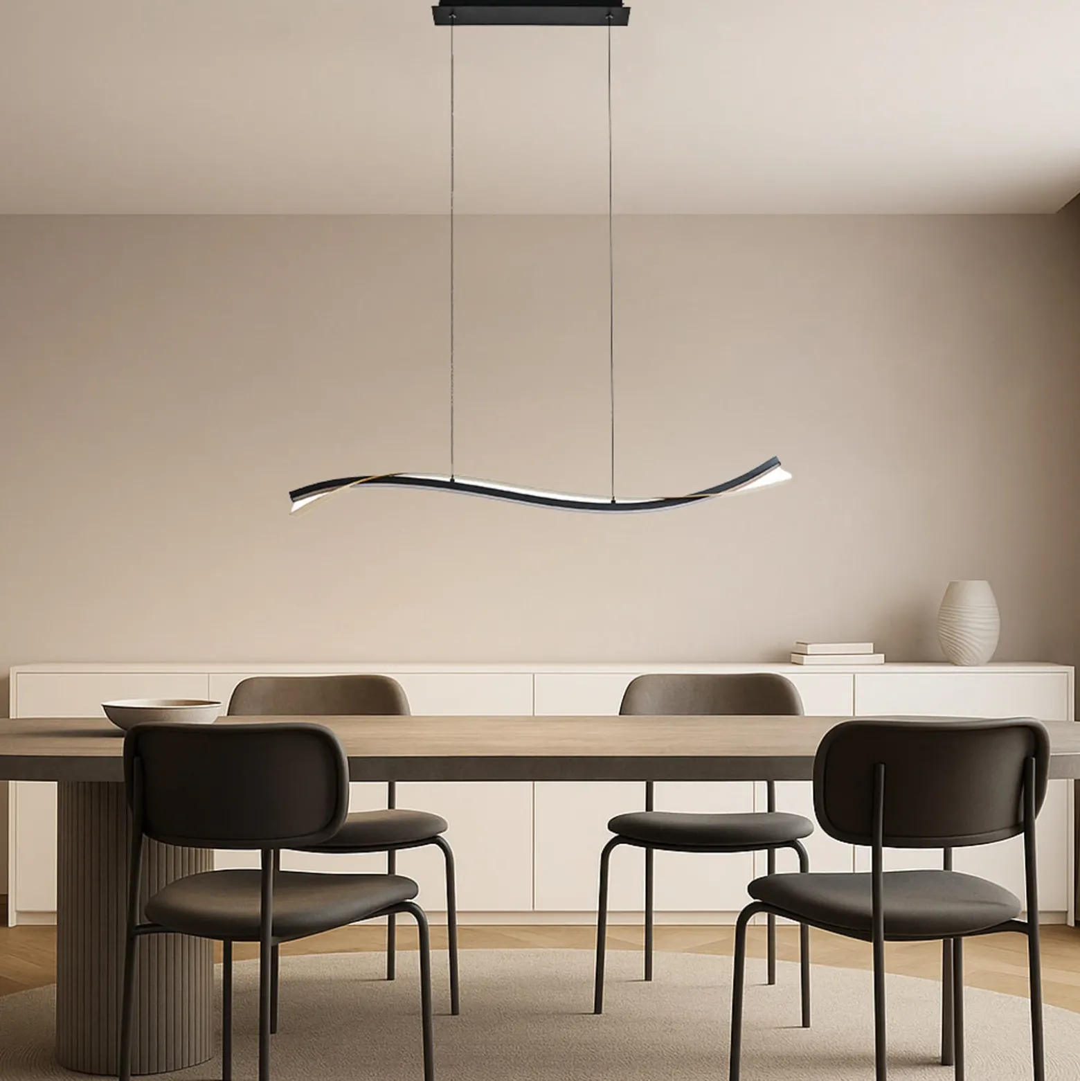 lámpara colgante LED Lucande Alevia, negro/dorado, CCT