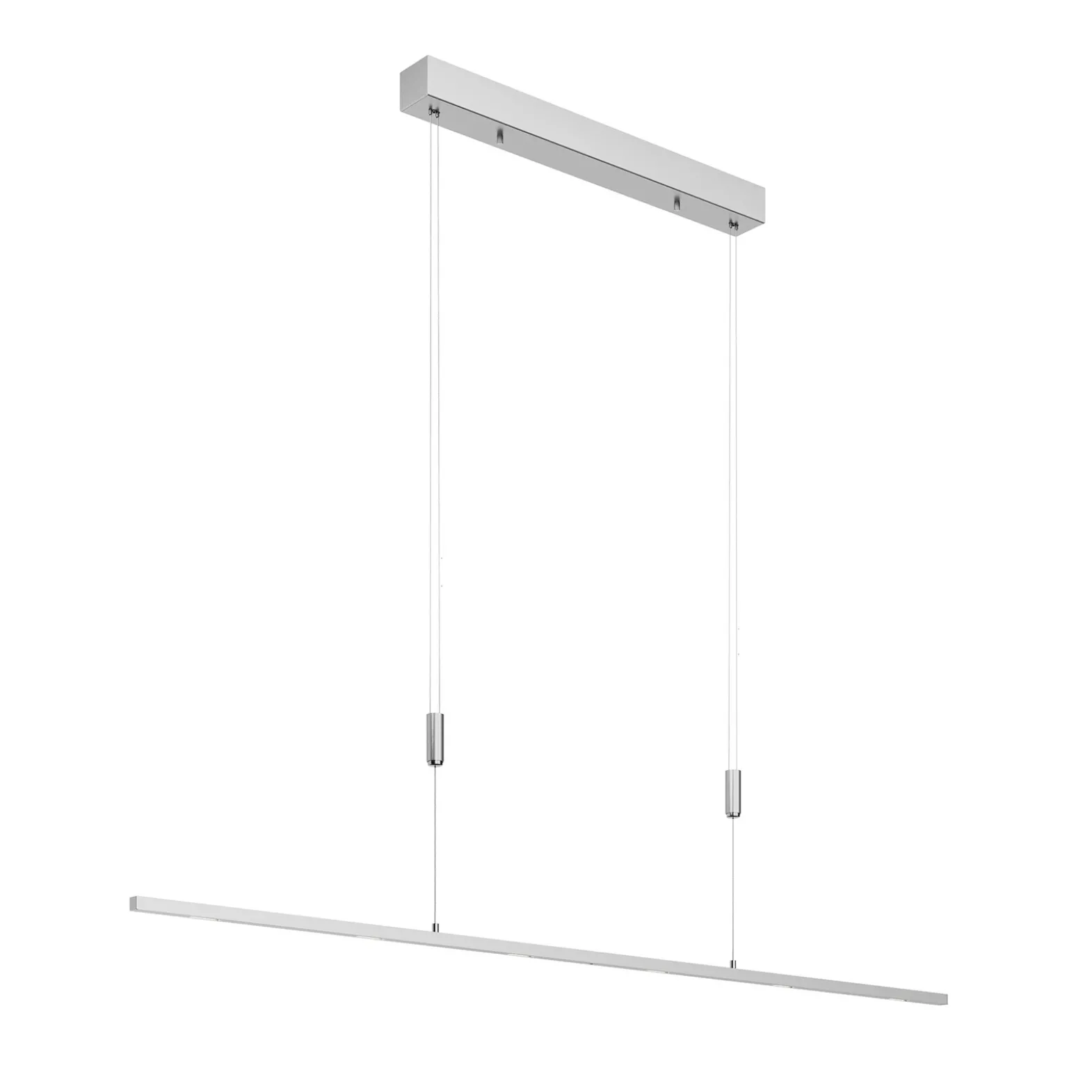 Lámpara colgante LED Lucande Arnik, 140 cm, color níquel, atenuable