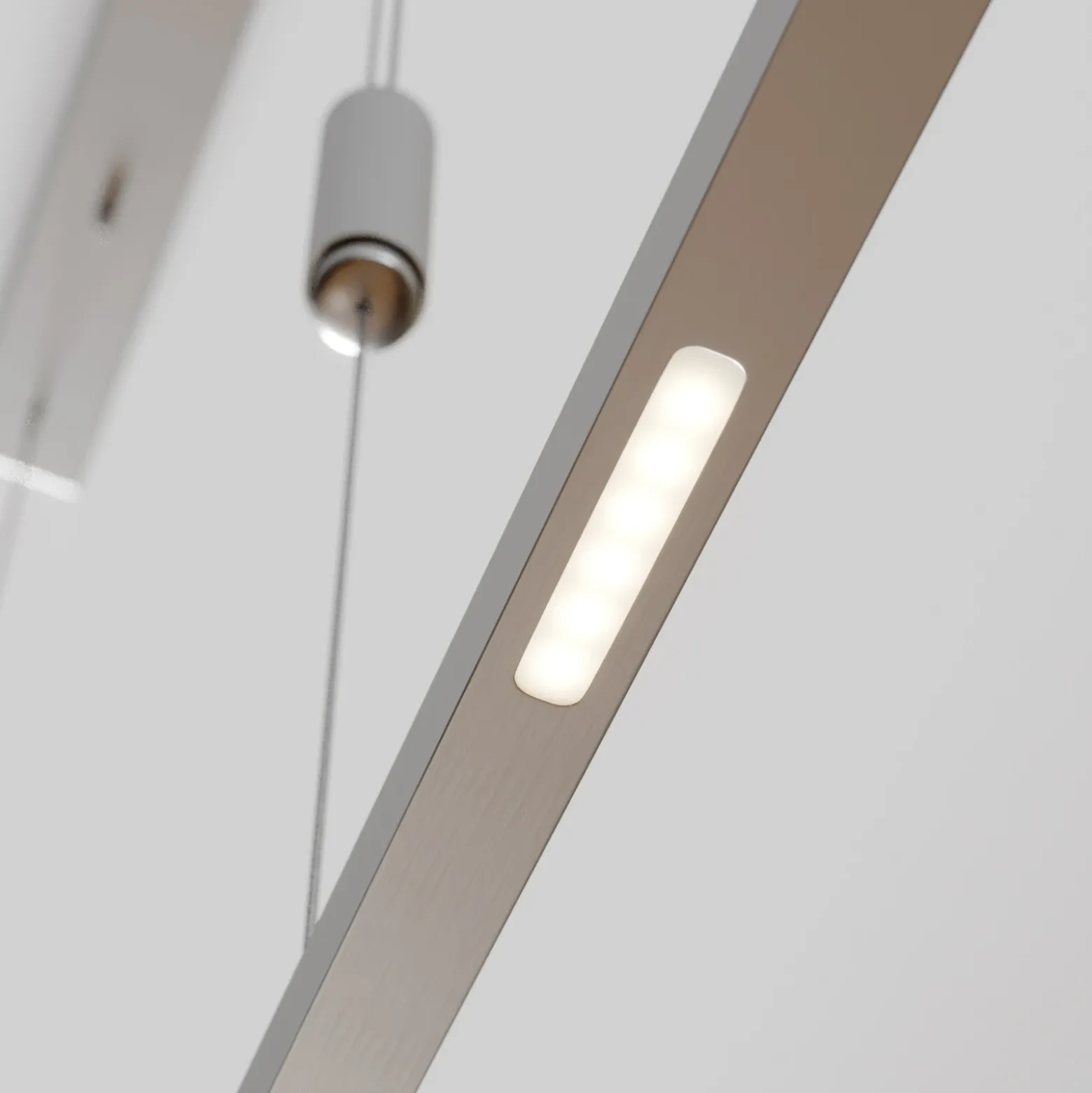 Lámpara colgante LED Lucande Arnik, 140 cm, color níquel, atenuable