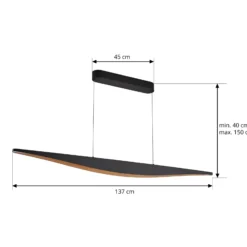 Lámpara colgante LED Lucande Clavit, negra, 140 cm, atenuable