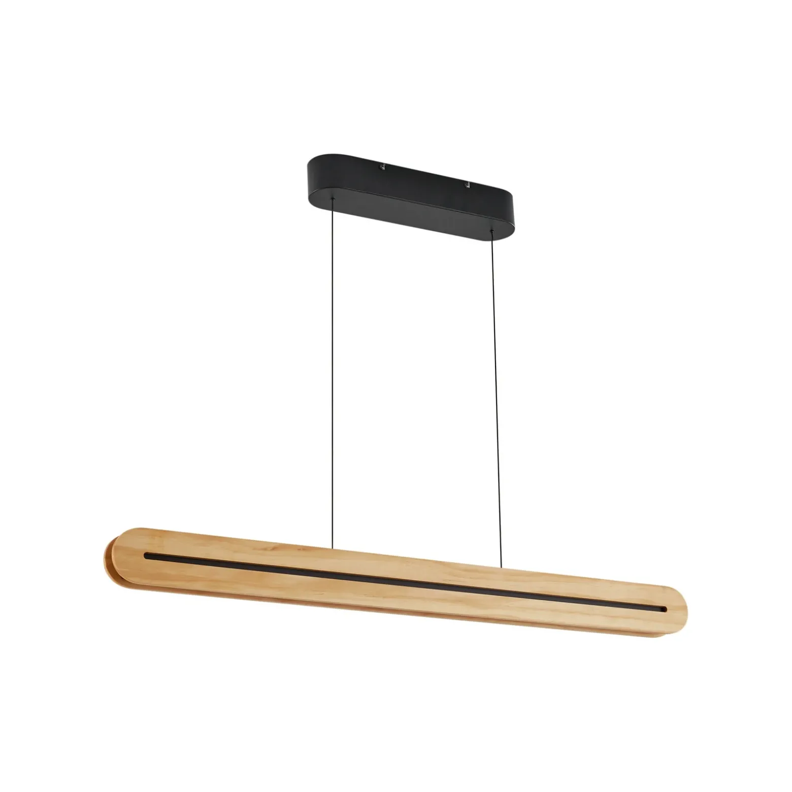lámpara colgante LED Lucande Darnor, madera, CCT, longitud 100 cm