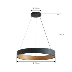 Lámpara colgante LED Lucande Daelor, negro/madera, CCT, atenuable