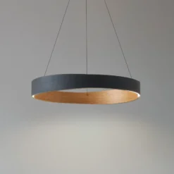 Lámpara colgante LED Lucande Daelor, negro/madera, CCT, atenuable