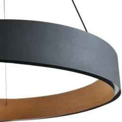 Lámpara colgante LED Lucande Daelor, negro/madera, CCT, atenuable