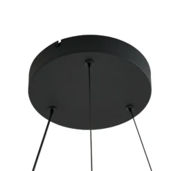 Lámpara colgante LED Lucande Daelor, negro/madera, CCT, atenuable