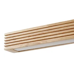 Lámpara colgante LED Lucande Emara, madera clara, roble, CCT