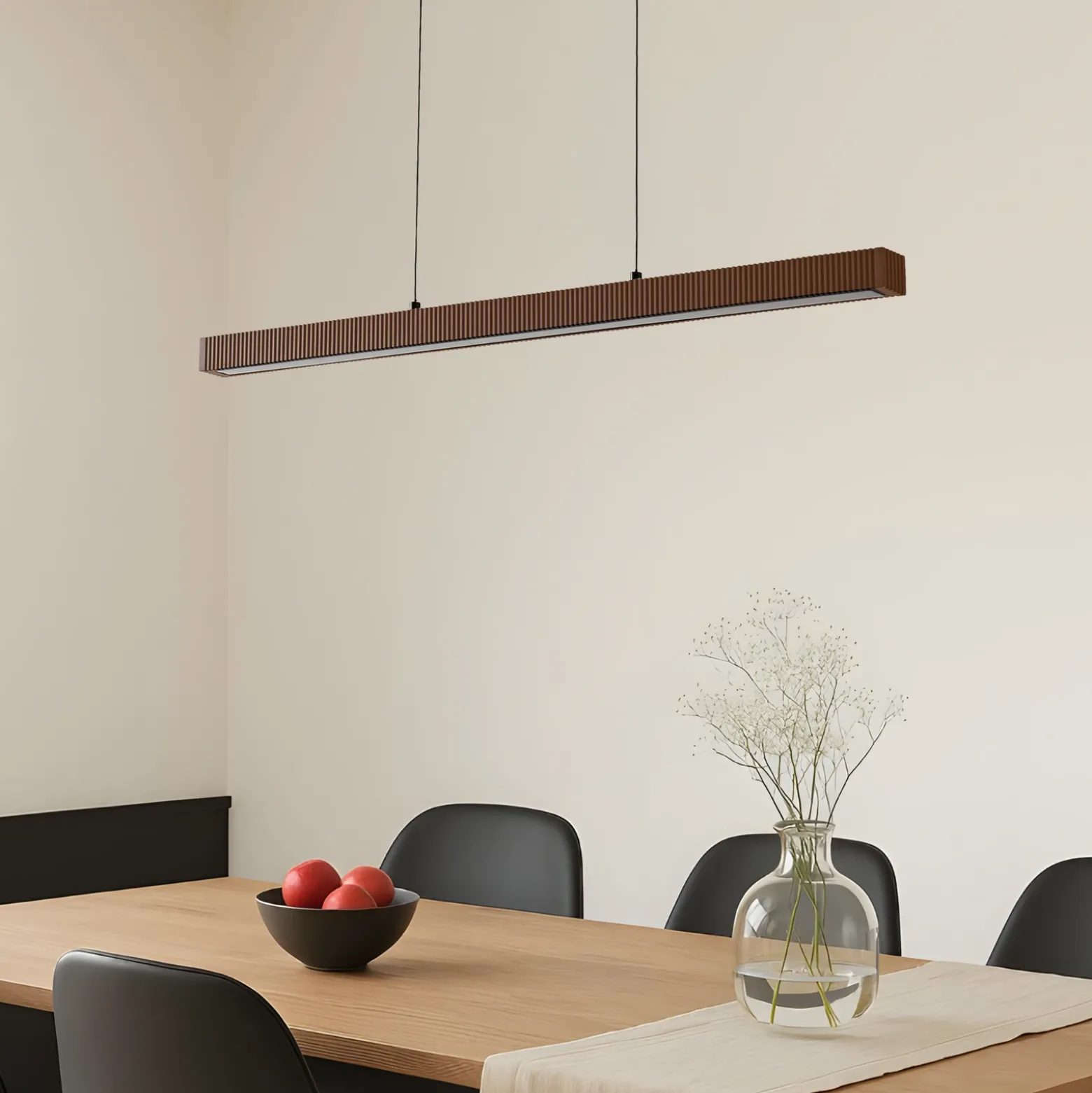 Lámpara colgante LED Lucande Emara, madera oscura, roble, CCT