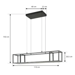 Lámpara colgante LED Lucande Estante, negra, atenuable