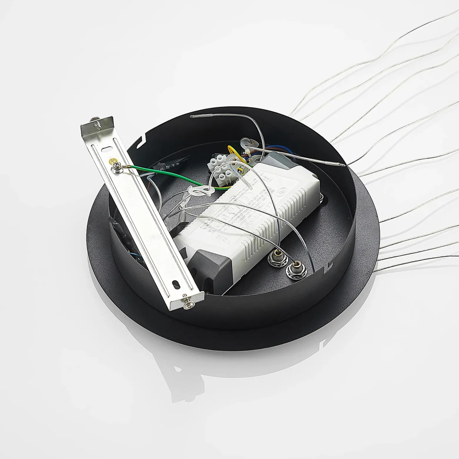 Lámpara colgante LED Lucande Ezana, negra, metal, Ø 80 cm
