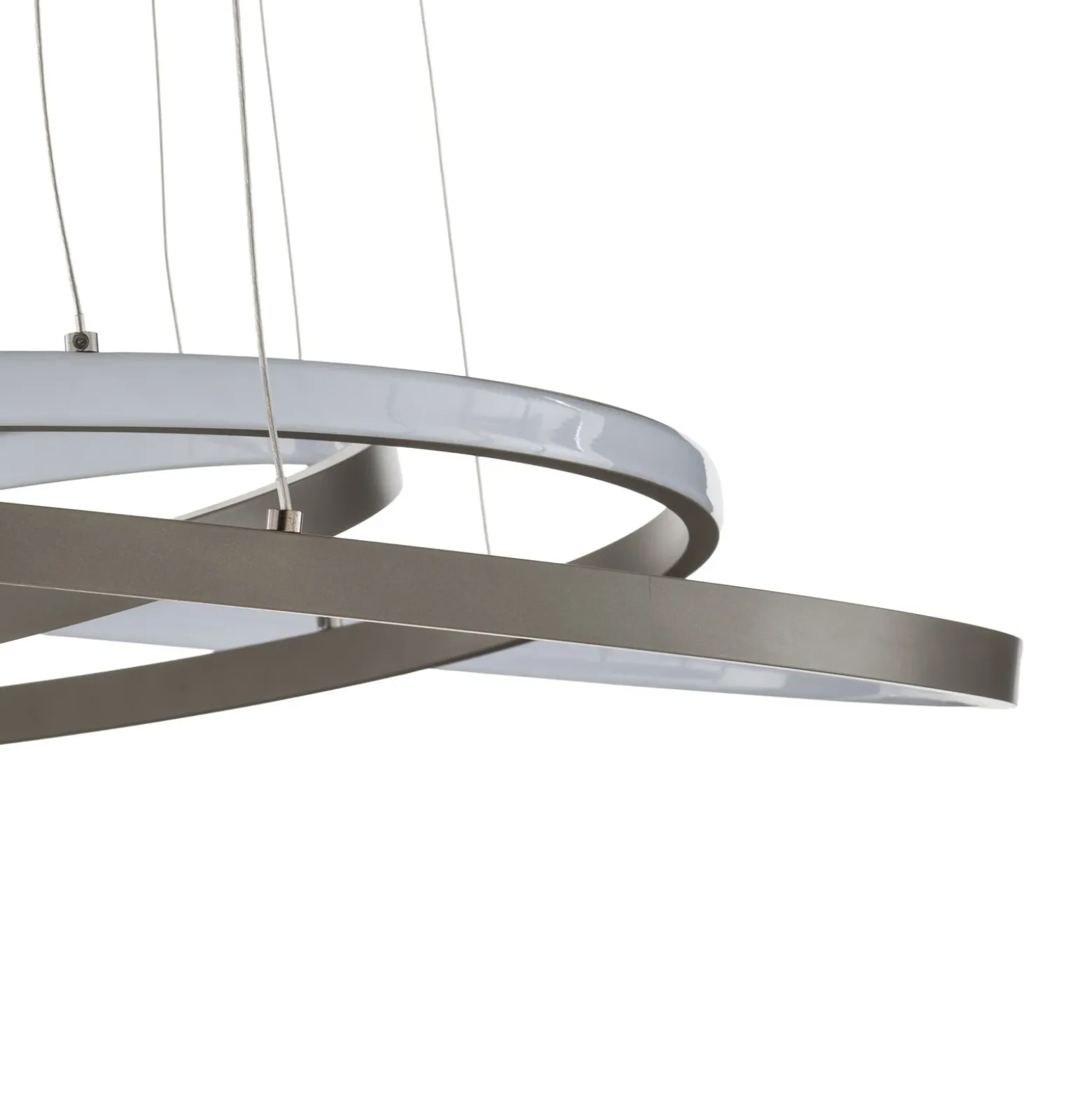 Lámpara colgante LED Lucande Ezana, níquel, metal, Ø 80 cm