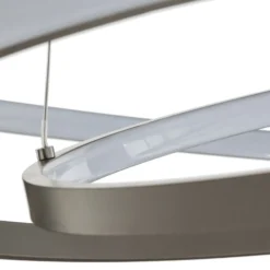 Lámpara colgante LED Lucande Ezana, níquel, metal, Ø 80 cm