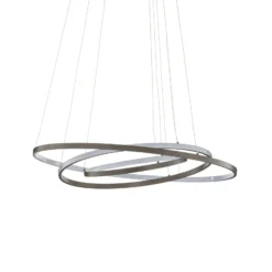 Lámpara colgante LED Lucande Ezana, níquel, metal, Ø 80 cm