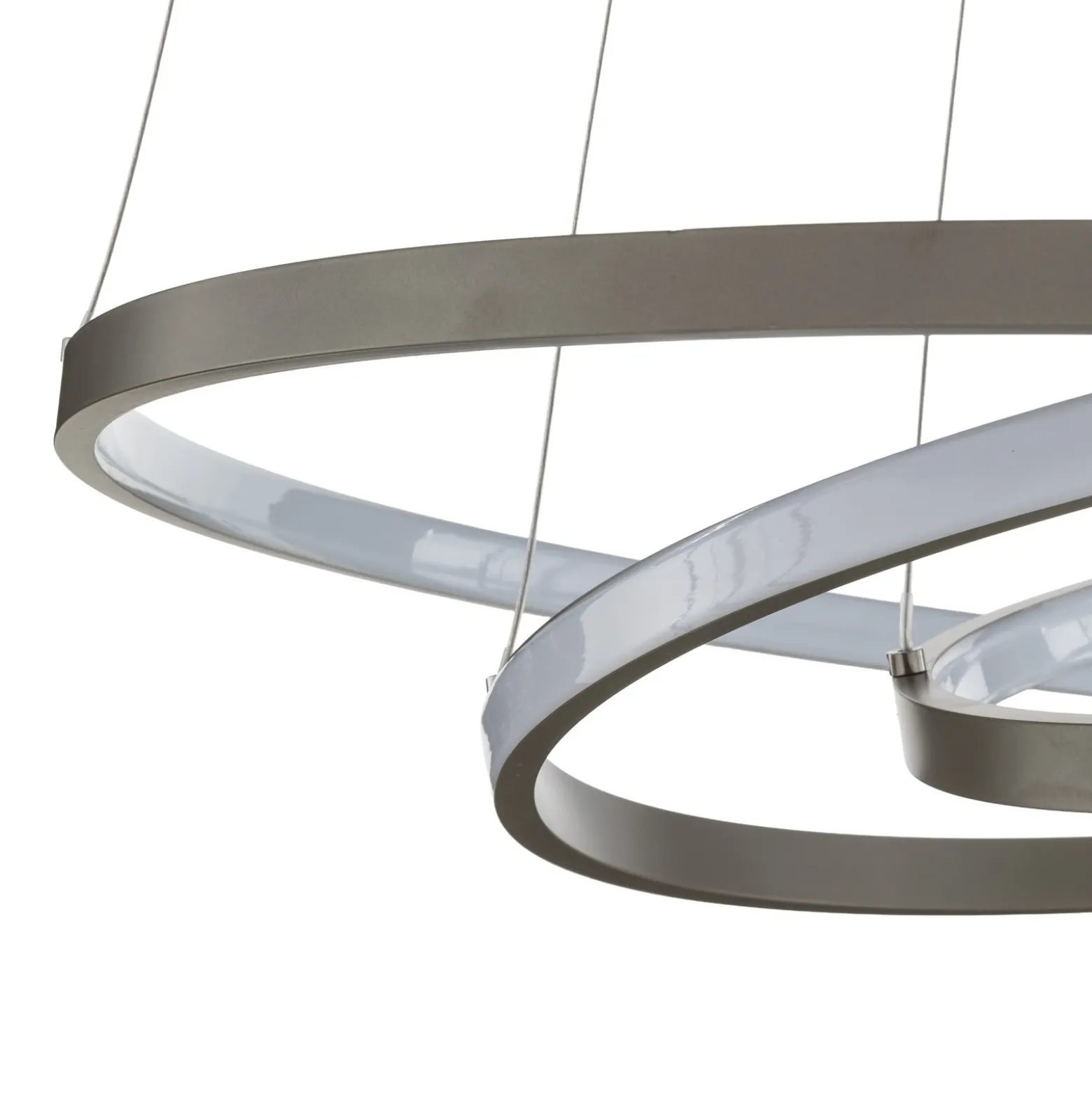 Lámpara colgante LED Lucande Ezana, níquel, metal, Ø 80 cm