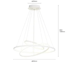 Lámpara colgante LED Lucande Ezana, blanca, metal, Ø 80 cm