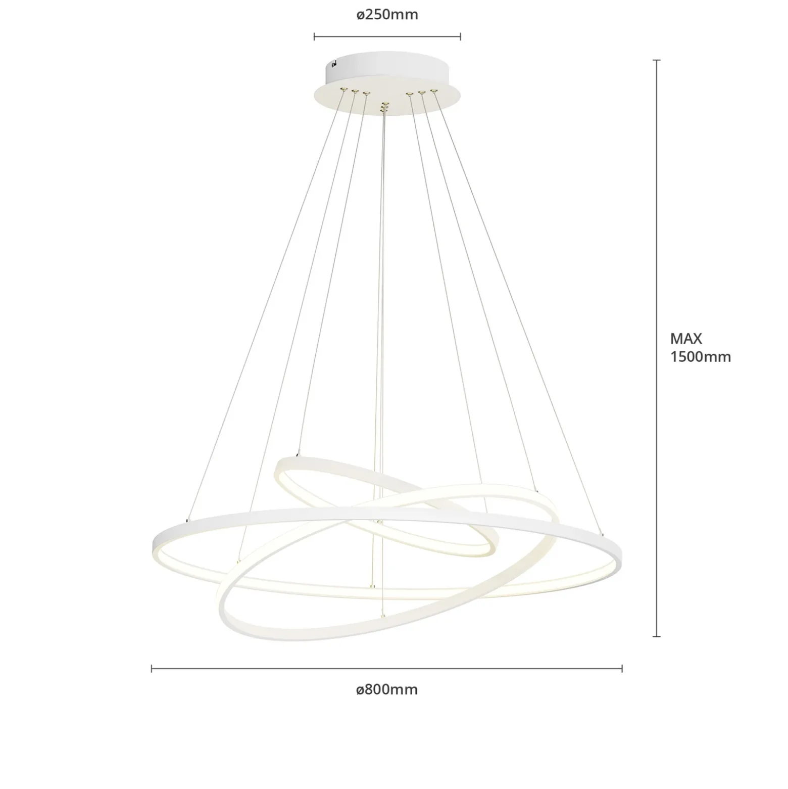 Lámpara colgante LED Lucande Ezana, blanca, metal, Ø 80 cm