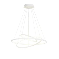 Lámpara colgante LED Lucande Ezana, blanca, metal, Ø 80 cm
