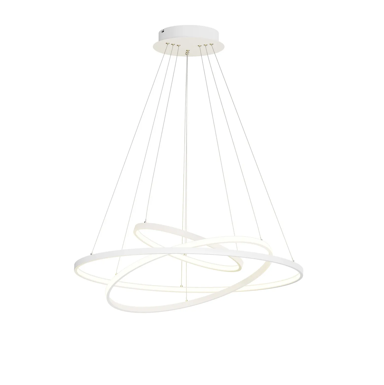 Lámpara colgante LED Lucande Ezana, blanca, metal, Ø 80 cm
